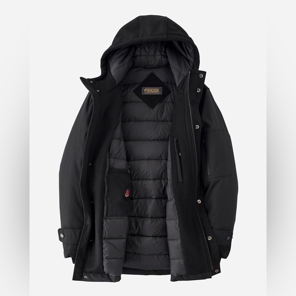 NEW Pendleton mens XL black Ontario down parka winter jacket hybrid NWT - Picture 2 of 9